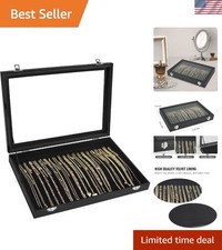 Black Velvet Jewelry Display Case with Dustproof Design   20 Hooks for Necklaces