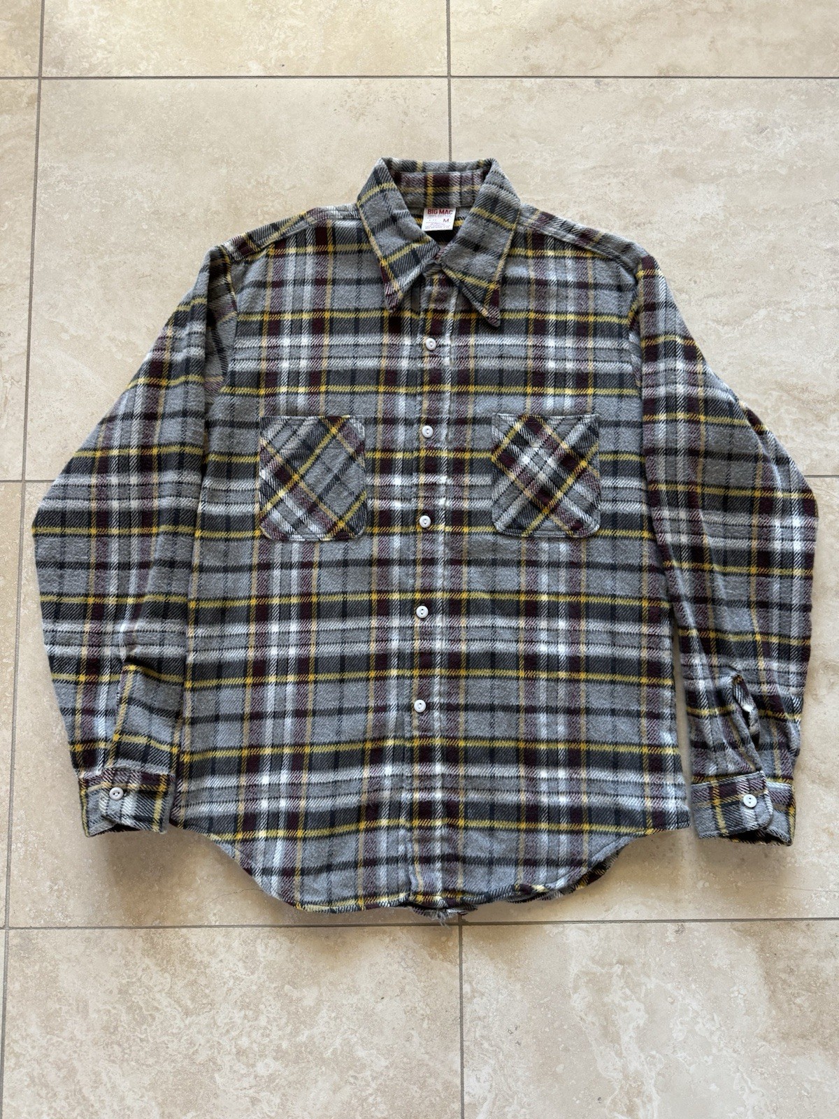 Vintage 60/70s JC Penney Big Mac Plaid Flannel Long Sleeve Size M 100% Cotton
