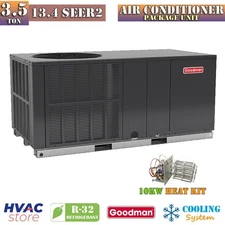 Goodman 3.5 Ton 13.4 SEER2 Air Conditioner Package Unit Horizontal + Heat Kit