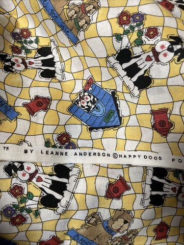 Leanne Anderson Happy Dogs Fabrics Yellow Country Caboodle 2 Yards +31” x 44" - Picture 4 of 7