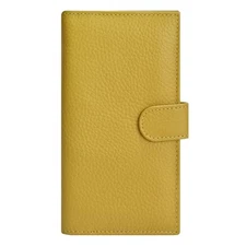  Leather Checkbook Cover for Men & Women -RFID Slim Wallet Pen Holder Mustard