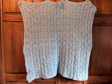 Hand Crochet Baby Afghan Soft Handmade Light Blue Blanket 34 x 34 Boy Girl