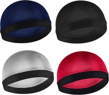 4Pcs Stocking Wave Cap, Silky Durag for Men with Elastic Band, Men Satin Silk So