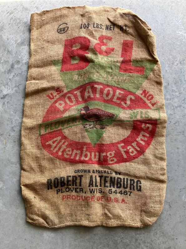 Vintage-B & L Potatoes-Altenburg Farms-Plover , Wis-Potato Sack - Burlap