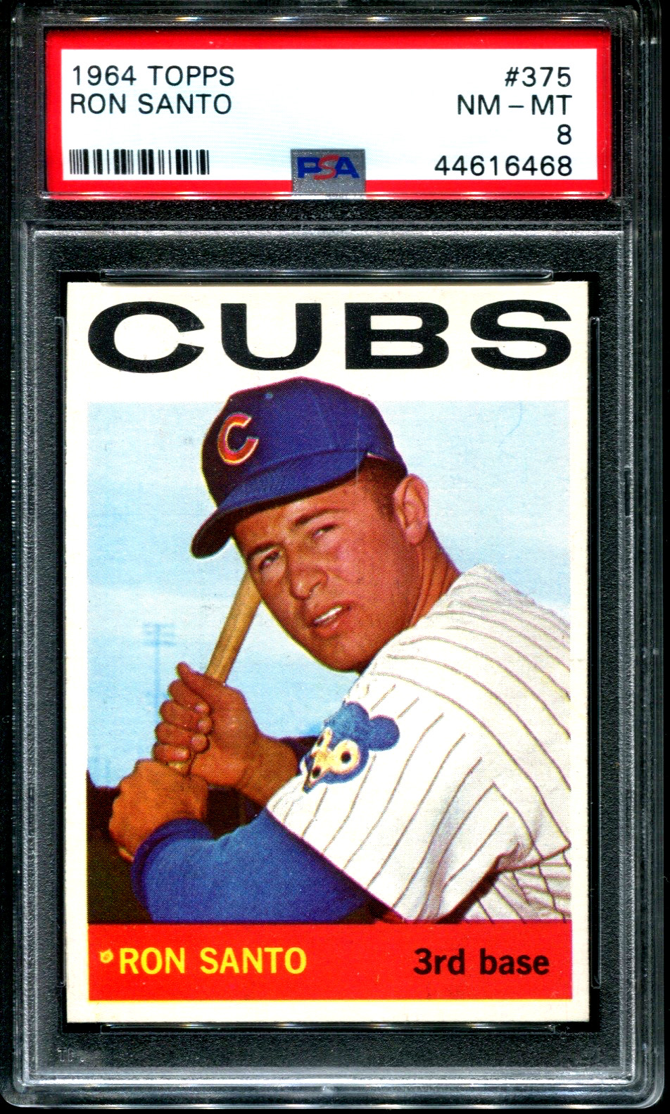 1964 Topps #375 RON SANTO HOF Chicago Cubs PSA 8 NM-MT