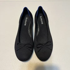 Rothys The Ballet Flat Bow Womens 9.5 Flats Slip On Ballet Shoes Black