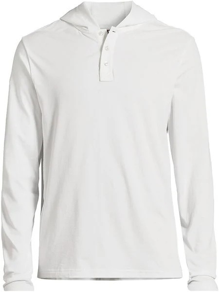 128 Michael Kors Mens Pima Cotton Blend Textured Henley Hoodie White XXL 11590₽