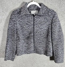 Earl Rutenberg Chenille Zip Front Jacket Womens Size M Gray Blue Purple USA Made