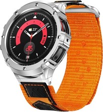 Metal Case with Nylon Bands for Galaxy Watch 5 Pro 45mm, Orange