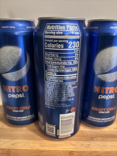 3 Dosen NITRO Pepsi Draft Cola 13,65 oz. Nitrogen Infused Soda UNGEÖFFNET Neu - Bild 2 von 4
