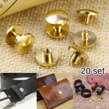 20x Arc Belt Screw Leather Craft Chicago Nail Brass Solid Rivet Stud Head 4-10mm