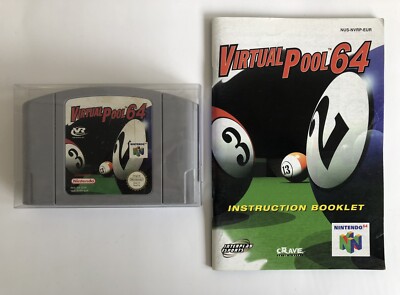 VIRTUAL POOL  64 - N64 Billard Spiel + Cartridge protector + Anleitung / Booklet