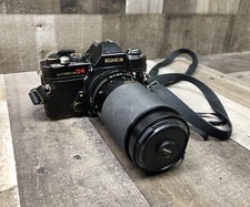 Konica Autoreflex T4 35mm SLR Film Camera w/ 70-150mm 1:3.5 Tamron Lens TESTED