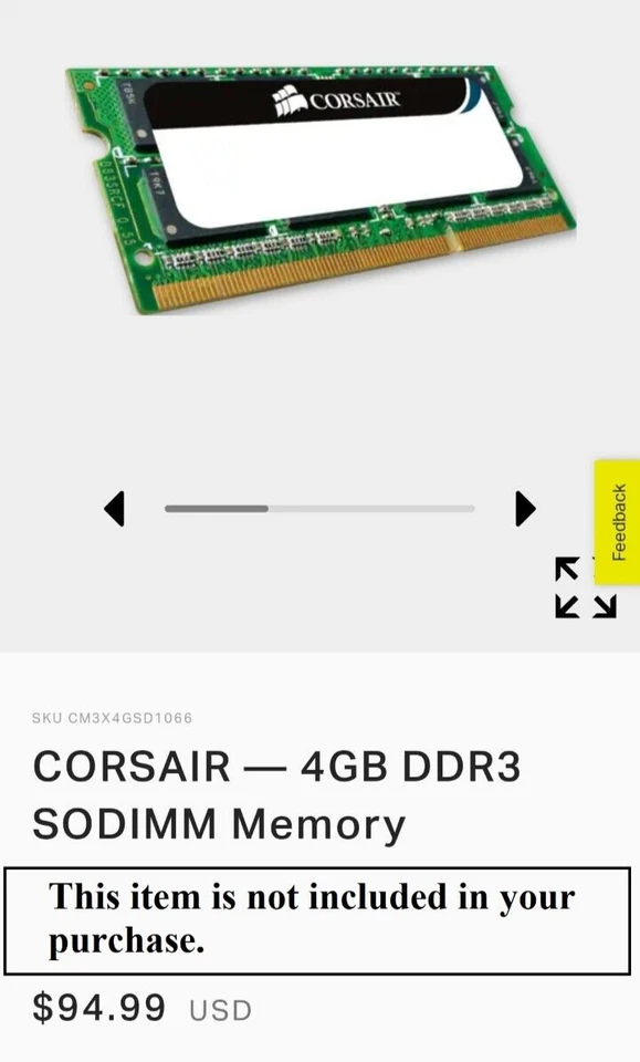 New! CORSAIR VALUESELECT 4GB DDR3 Laptop RAM Memory CM3X4GSD1066 - Image 2 of 4