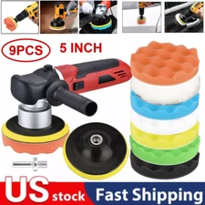 9Pcs 5 Inch Polishing Pads Sponge Waxing Foam Buffing Kit Car Polisher for Drill