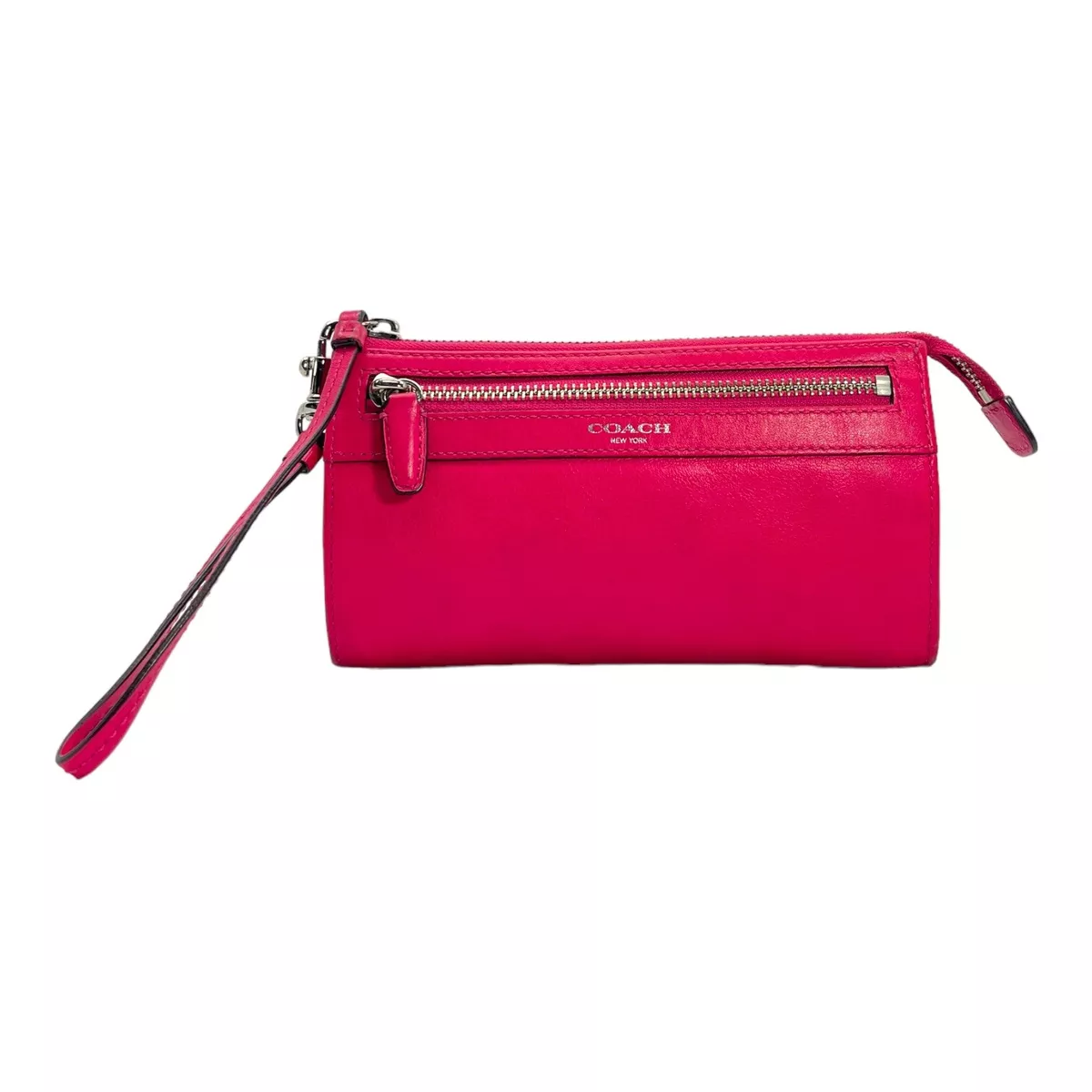 Double zip leather clutch bag