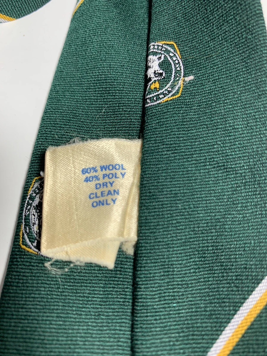 Tee-Dee Tie Necktie Green Yellow Dairy Cow Design Vintage Retro Wool Polyester