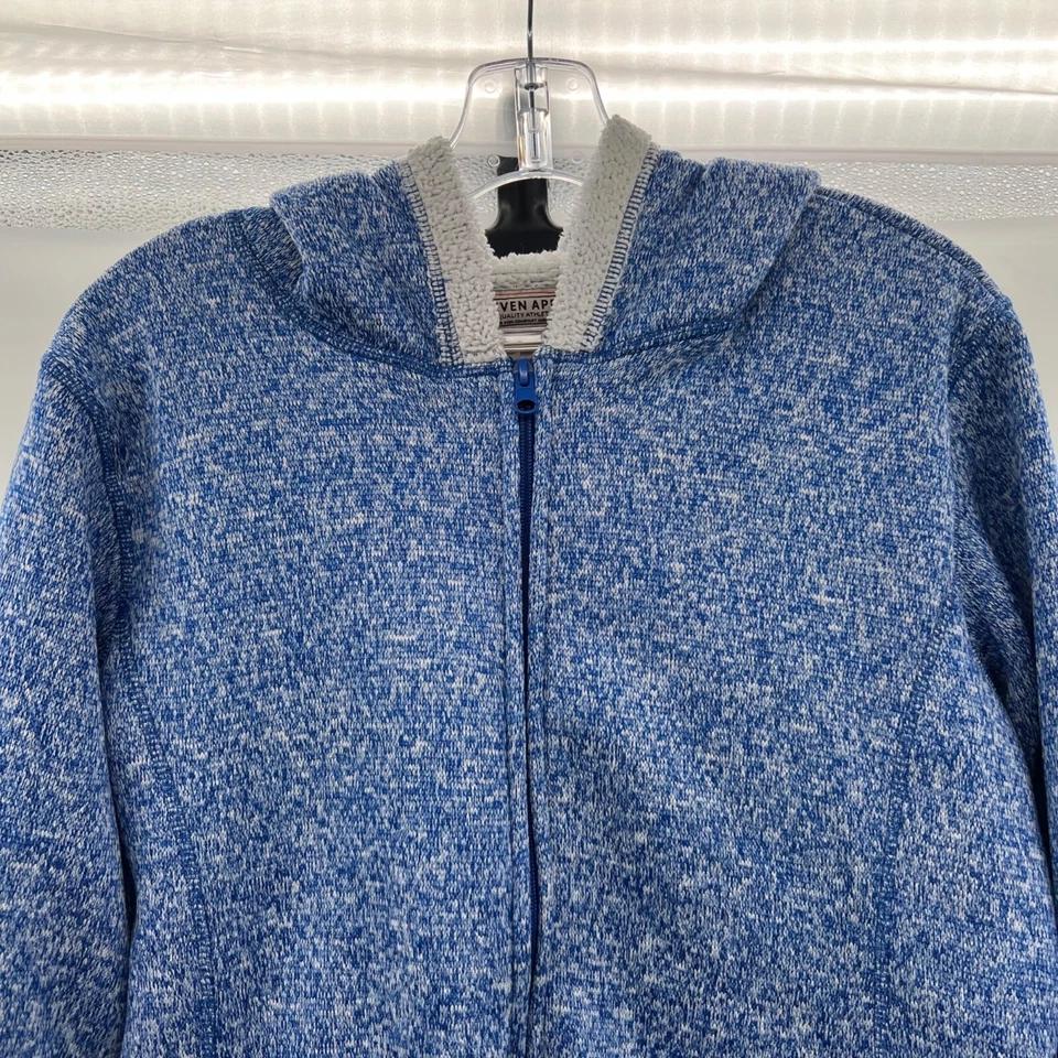 Sudadera con capucha Seven Apparel para mujer cremallera completa azul/blanco talla mediana bolsillos medianos Foto 2 de 4