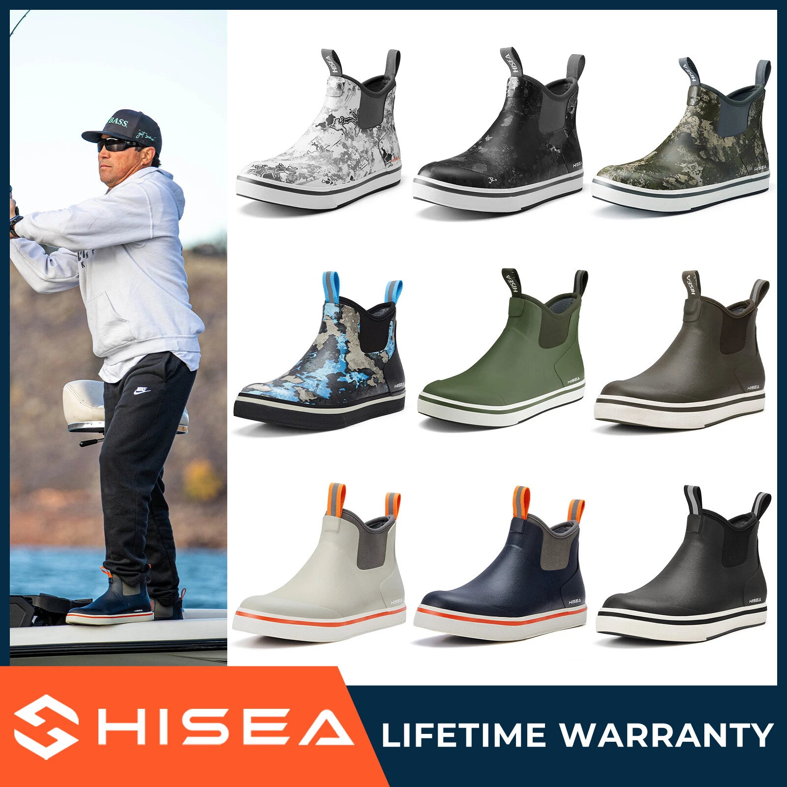HISEA Men Ankle Deck Rain Boots Waterproof Fishing Outdoor Sport Mud Work Boots
Opens in a new windo
