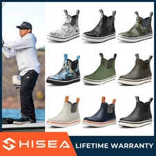 HISEA Men Ankle Deck Rain Boots Waterproof Fishing Outdoor Sport Mud Work Boots