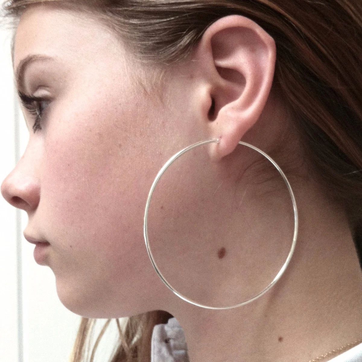 Big silver deals hoop earrings