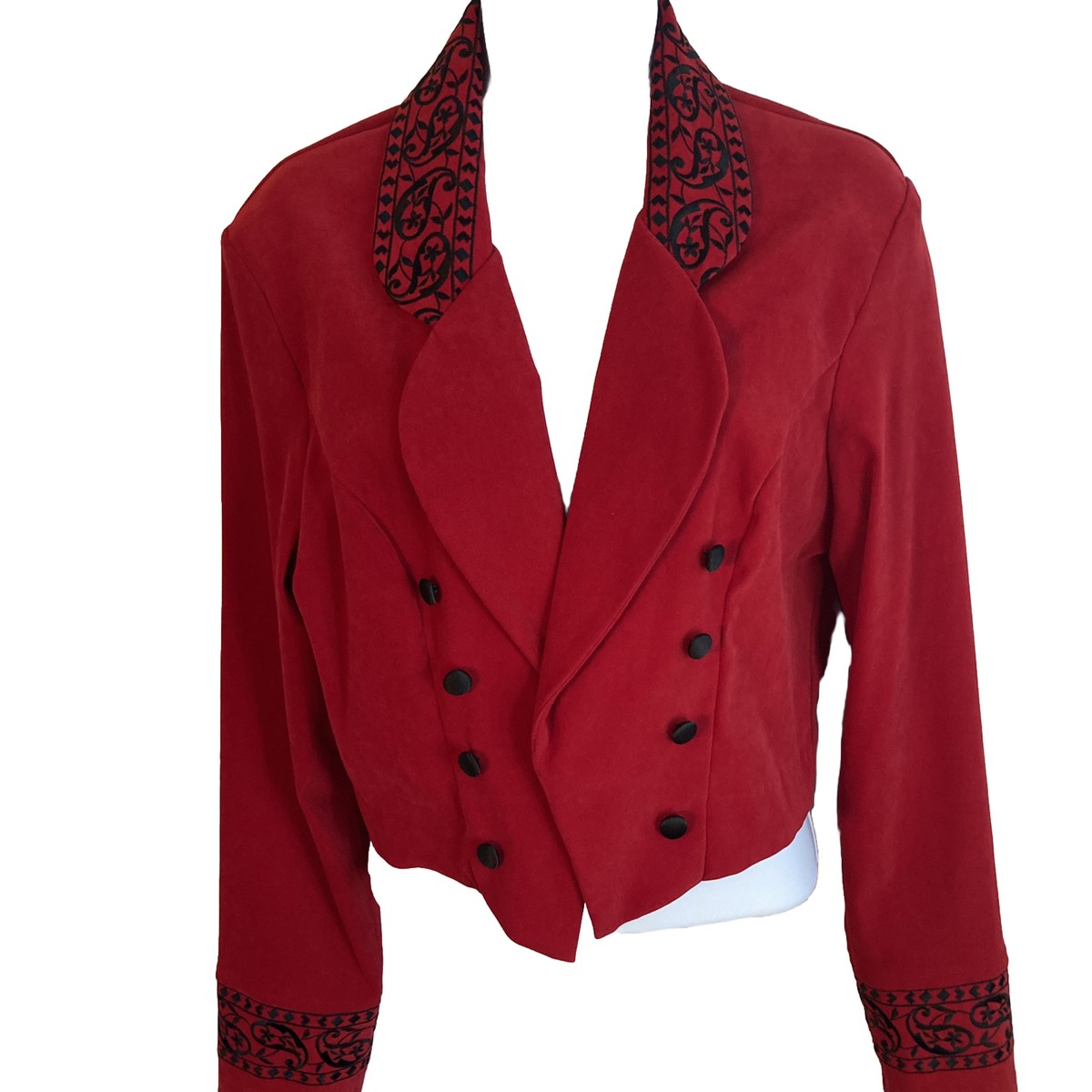 Vintage VTG Casual Corner Annex Woman's Red Velvet Like Bolero Jacket Size  10