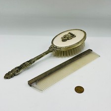 Vintage Globe USA Vanity Set Comb and Brush Rose Removable Brush Head and Comb