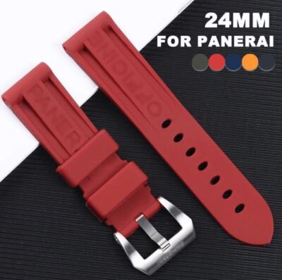 Rubber Watchband for Panerai Sport Smart Watch Replacement Strap 24mm