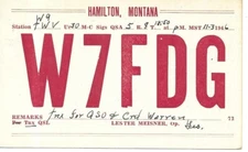 QSL 1946 Hamilton Montana    radio card