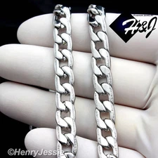 18-40"MEN Stainless Steel 8mm Silver Diamond Cut Cuban Curb Link Chain Necklace
