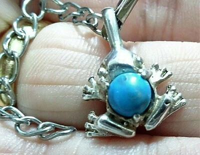 Sterling Silber Frosch mit Türkis - Anhänger - Bild 1 von 4