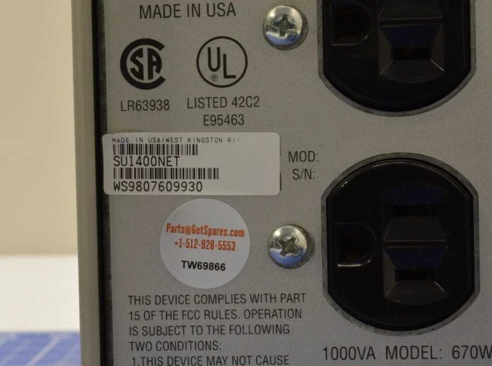 SU1400NET / APC SMART-UPS 1400, OUT 120V 50-60 HZ, 1000伏安 / APC — 第 2/4 张图片