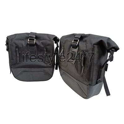 Royal Enfield ''Leather & Canvas Saddle Bags Pair Black D4'' For Super Meteor 650