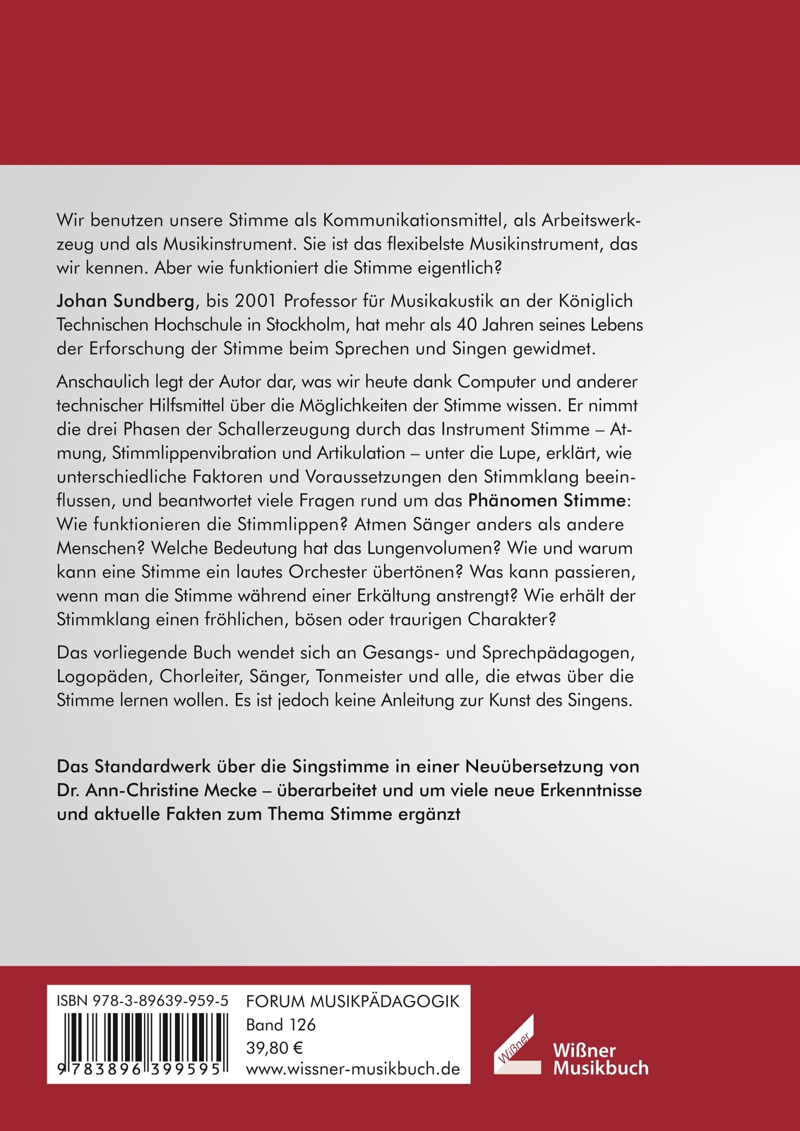 Thumbnail - Die Wissenschaft Von Der Singstimme Johan Sundberg 9783896399595