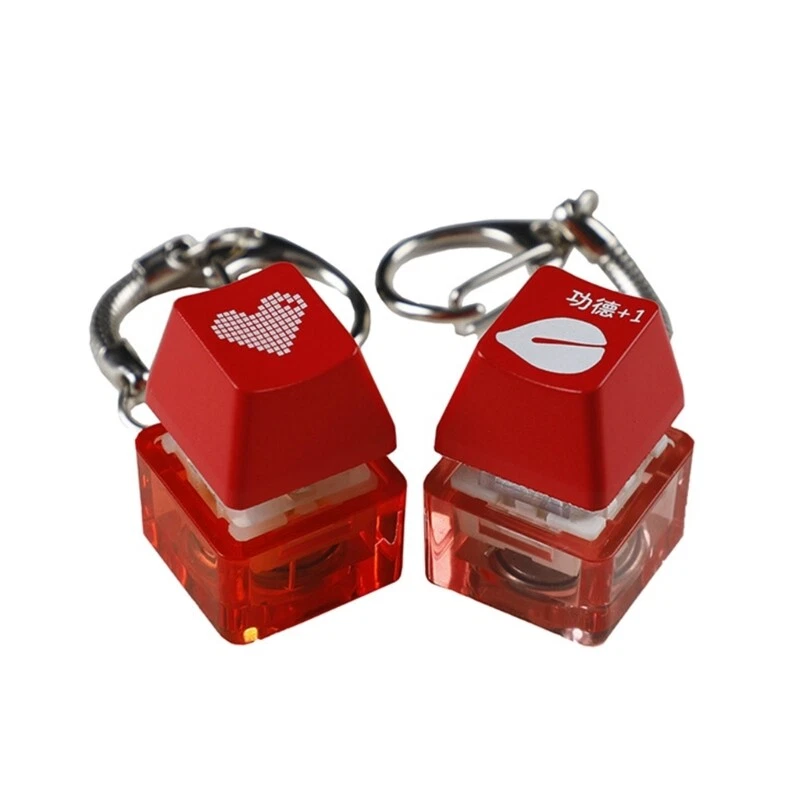Mechanical Keyboard Switch Tester with Clicky Red Heart Keycap Keychain