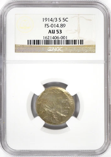 1914/3 S 5C Buffalo Nickel FS-014.89 NGC AU53