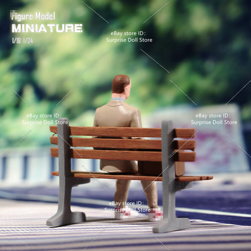 1/24 Miniaturas Figuras Tom Hanks Gump Banco Escena Muñeca Para Coches Vehículos Juguete - Imagen 5 de 6