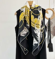 100% Silk 14 Momme Twill Scarf 35" Square Scarf Women Bandana embroidery