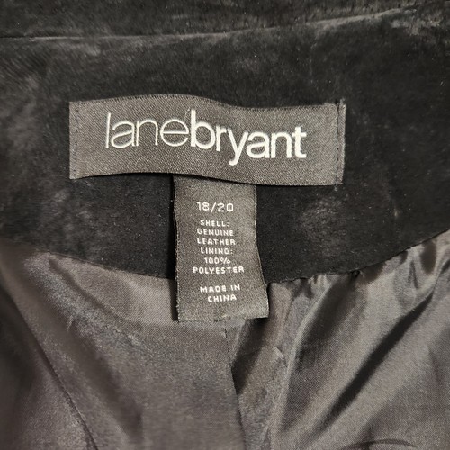 Lane Bryant Suede Leather Moto Jacket Womens 18 / 20 Black Goth Grunge Zip Up - Picture 3 of 13