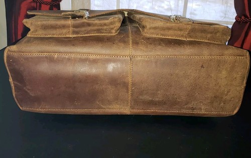 Retro Buffalo Hunter Leather Laptop Messenger Office Briefcase Bag NWOT - Picture 9 of 24
