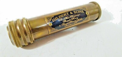 Antikes Messing GILBERT & SONS Doppeldrehrad Buntglas Kaleidoskop