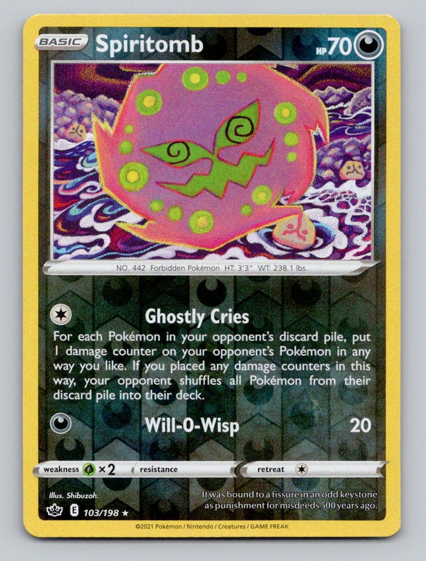 Reverse Holo Spiritomb 103/198 Rare Chilling Reign Pokemon