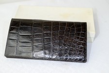 Damen-Handtasche, vermutl. Kroko-Leder, dunkelbraun, 21 x 11 cm, guter Zustand