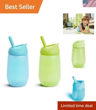Simple Clean Toddler Sippy Cups with Easy Clean Straw - 10oz, 2 Pack Blue/Green