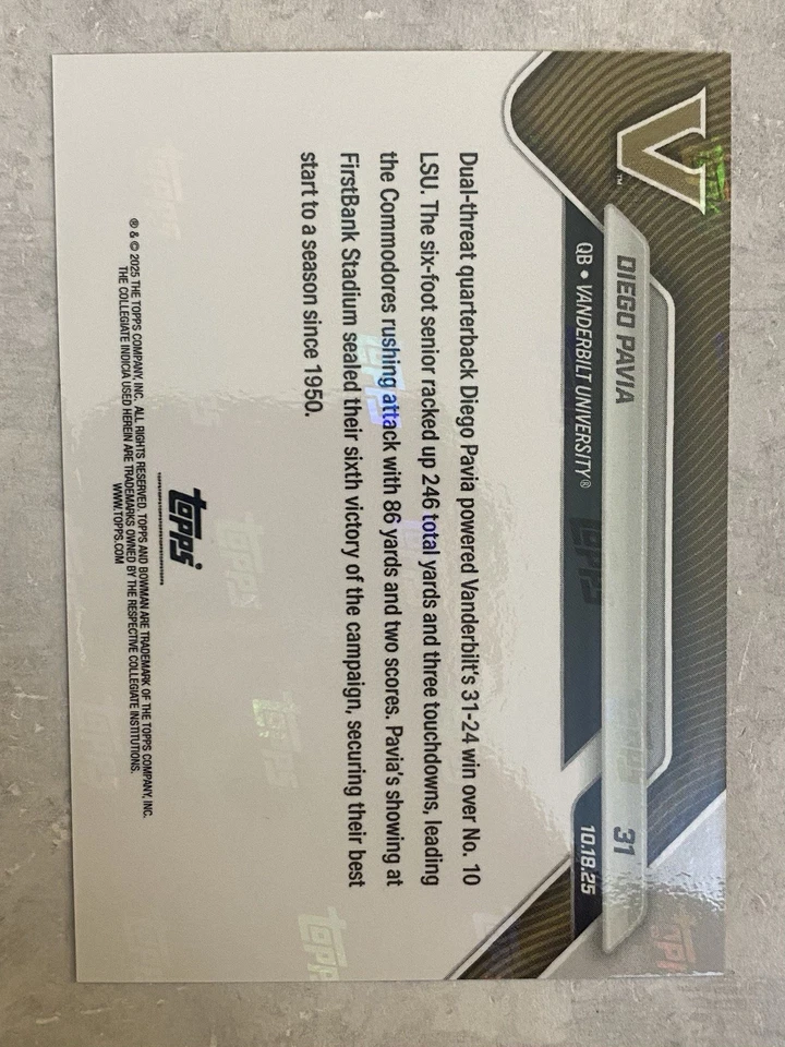 Bowman U Now Football 31 2025 Diego Pavia Vanderbilt mejor comienzo desde 1950 Foto 2 de 2