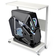 Computer Tower Stand, Upgrade 2-Tier Extra Large Gaming ATX-Case Storage White