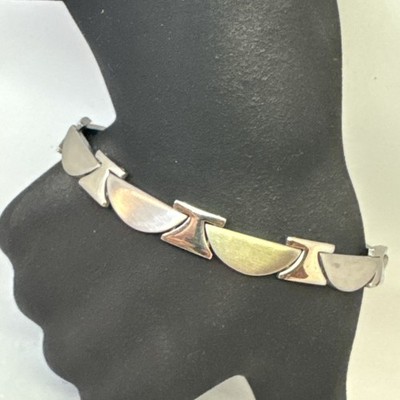 Stainless Steel Bracelet 8.5  Half Moon Pattern