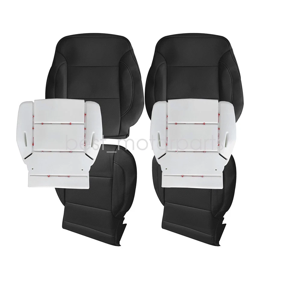 Front PERFORATED Leather Seat Cover Black Foam Pad For 15-19 GMC Sierra Yukon Foto 2 de 4