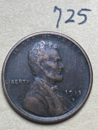 1915-S LINCOLN WHEAT CENT, rare date, high grade coin  VERY FINE #725