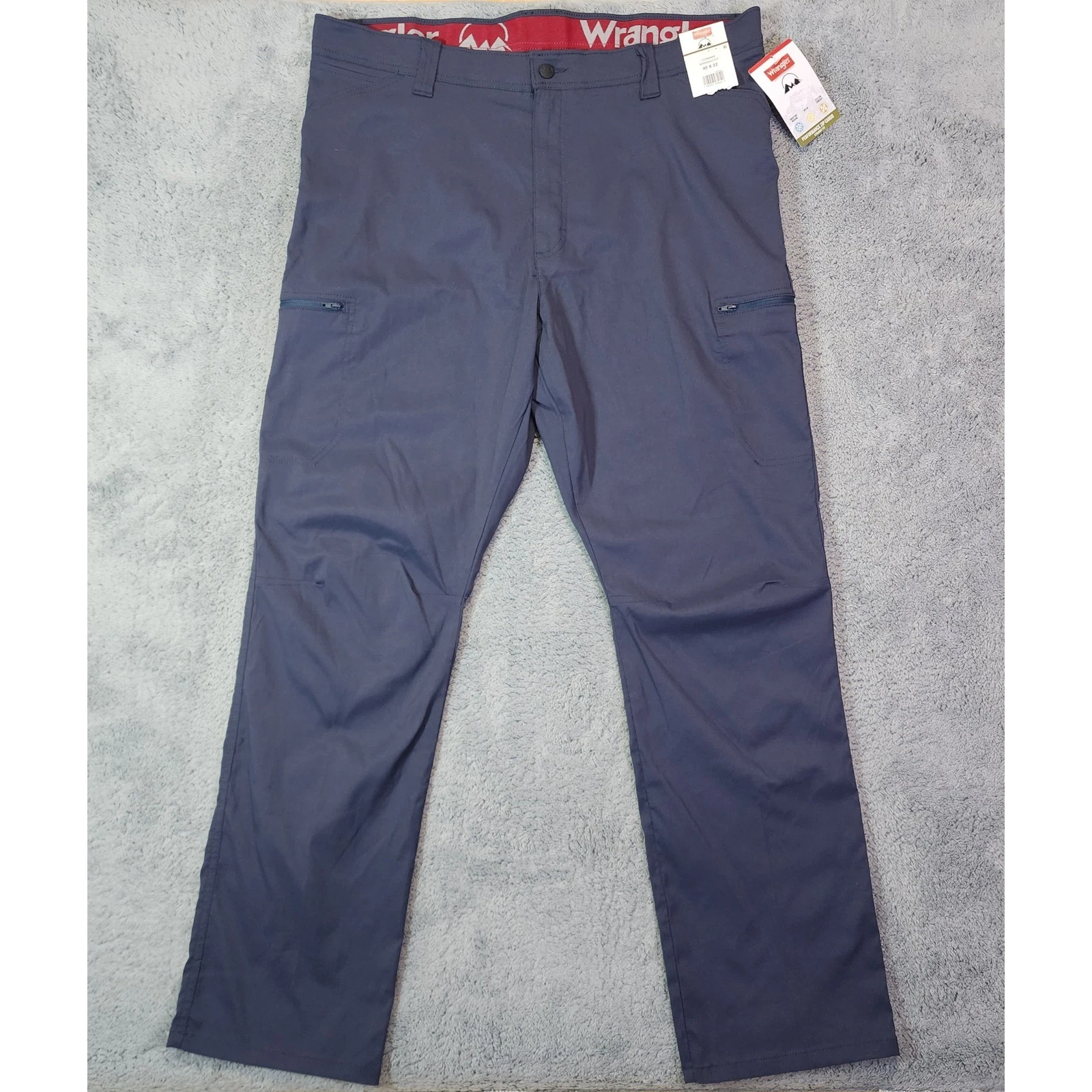 Wrangler Performance Zip Cargo Pants 40x32 Blue Men Utility Flex Waistband NWT
